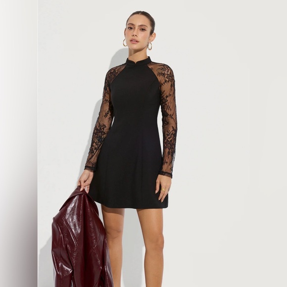 Commense Black Dress with Lace Detail - Picture 5 of 6